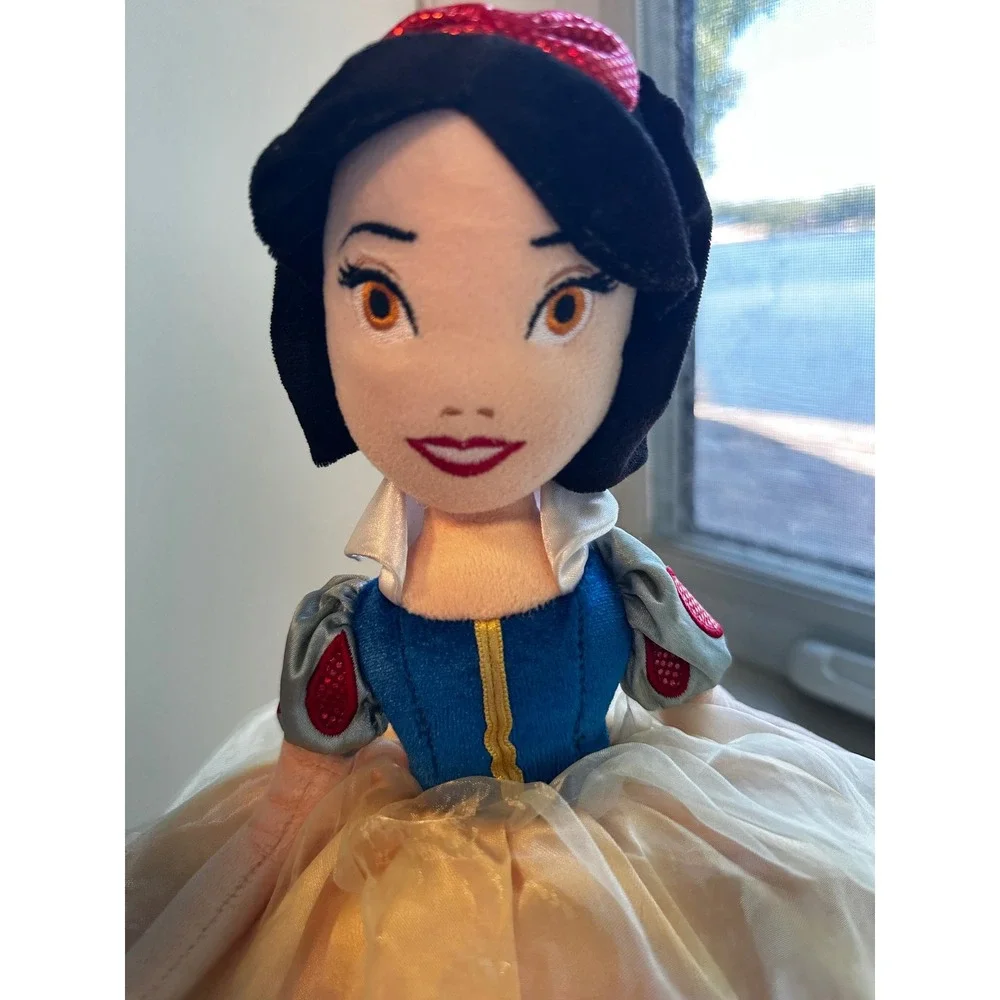 Rare Disney Princess Plush rag Doll 2 sided Aurora Sleeping Beauty Snow White